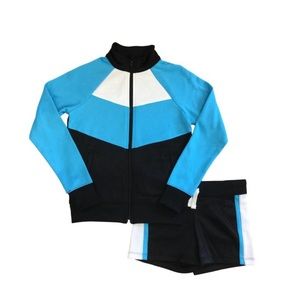 Avia NWT Blue/Black jacket & shorts athletic track running set size S (6…